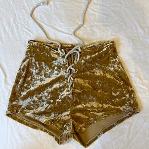 Handmade crush velvet hot shorts
